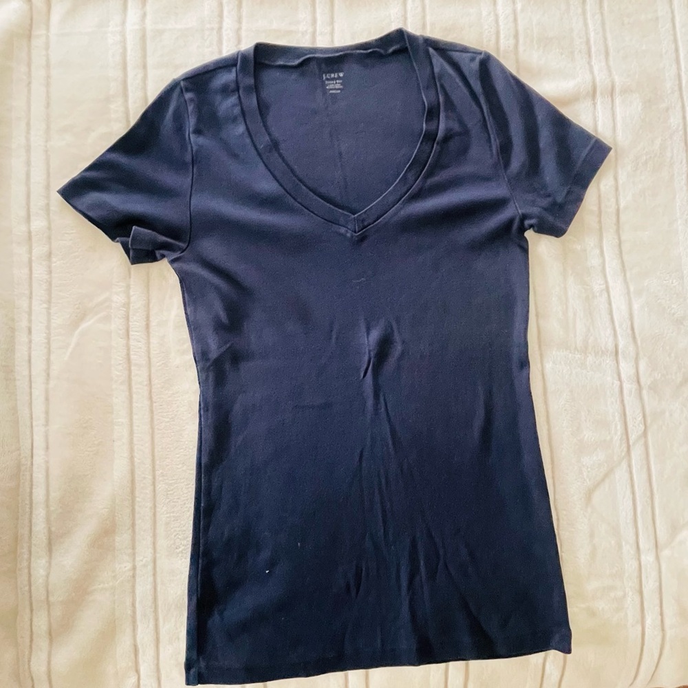 J. Crew Navy V-Neck Short Sleeve Tee